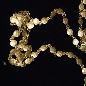 Long Gold Chain Necklace with Small Discs